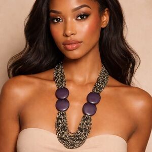 Elegant Purple and Gold Statement Necklace